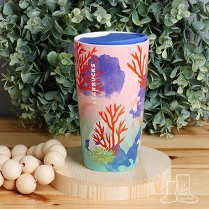 Starbucks, Coral Reef Double Wall Ceramic Travel Tumbler with Lid 12oz